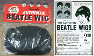 Photo of a wig and advertisement for “Beatle wigs”