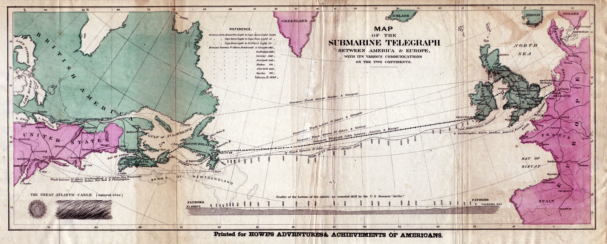 Photo of an early Atlantic cable map