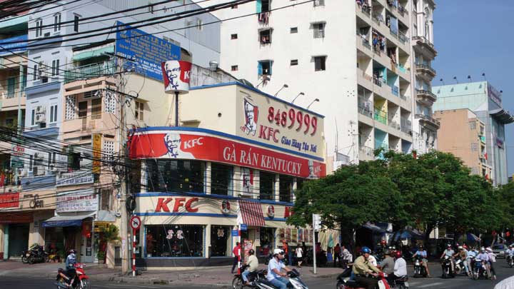 The front of a KFC franchise in Asia may be much larger than KFC stores in the United States. Selling franchises is a popular way for firms to enter foreign markets.