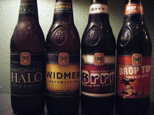 Widmer Brothers beer: Broken Halo, Hefeweizer, Brrr, and Drop Top