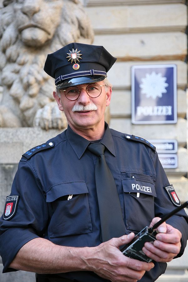 An elderly policeman